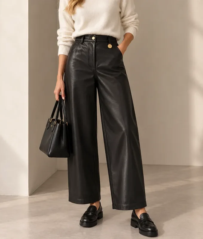 Koženkové nohavice LUXE BLACK