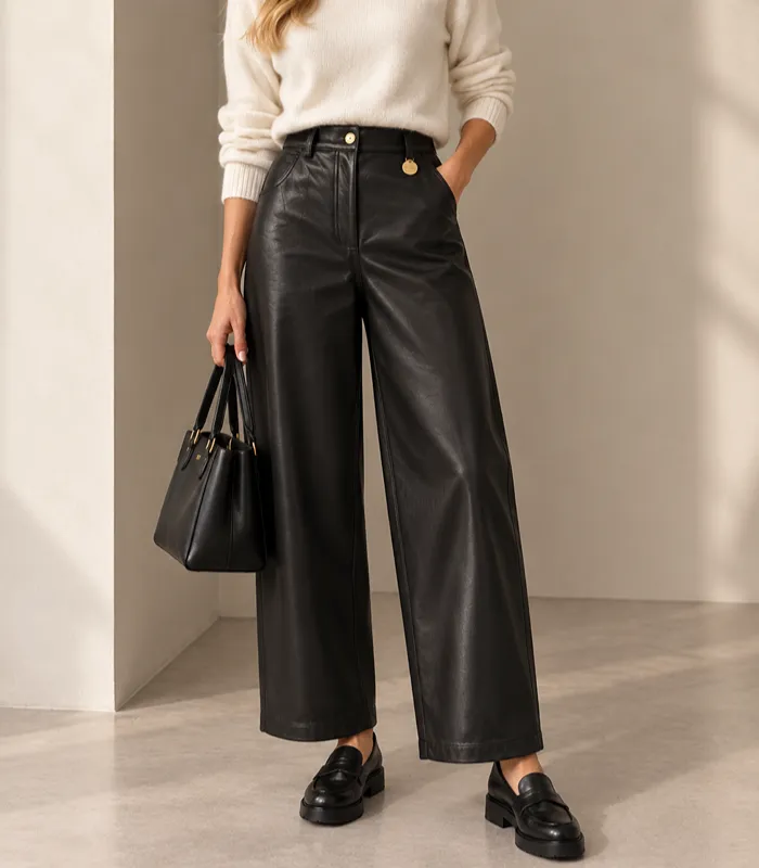 Koženkové nohavice LUXE BLACK