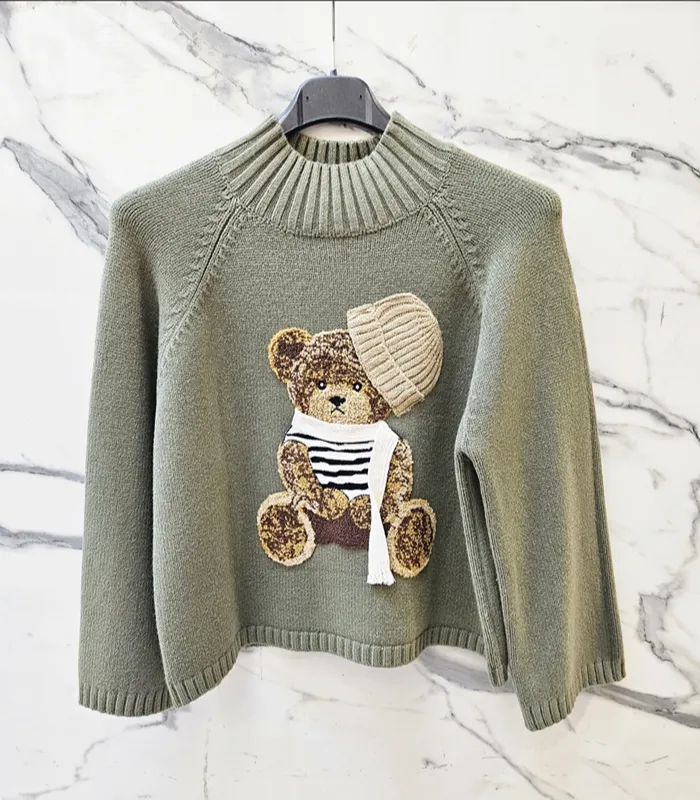 TEDDY BEAR- pulóver olivový – Obrázok 2