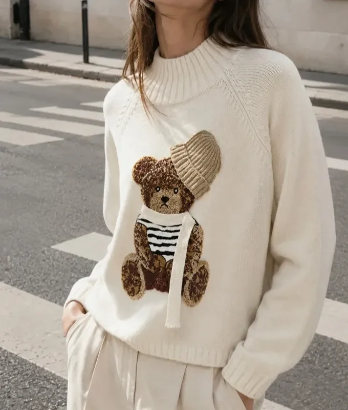 TEDDY BEAR- pulóver béžový